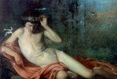 Détail d’une peinture représentant Narcisse.