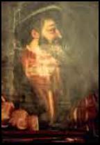 Tableau dans son cadre, avant restauration.
